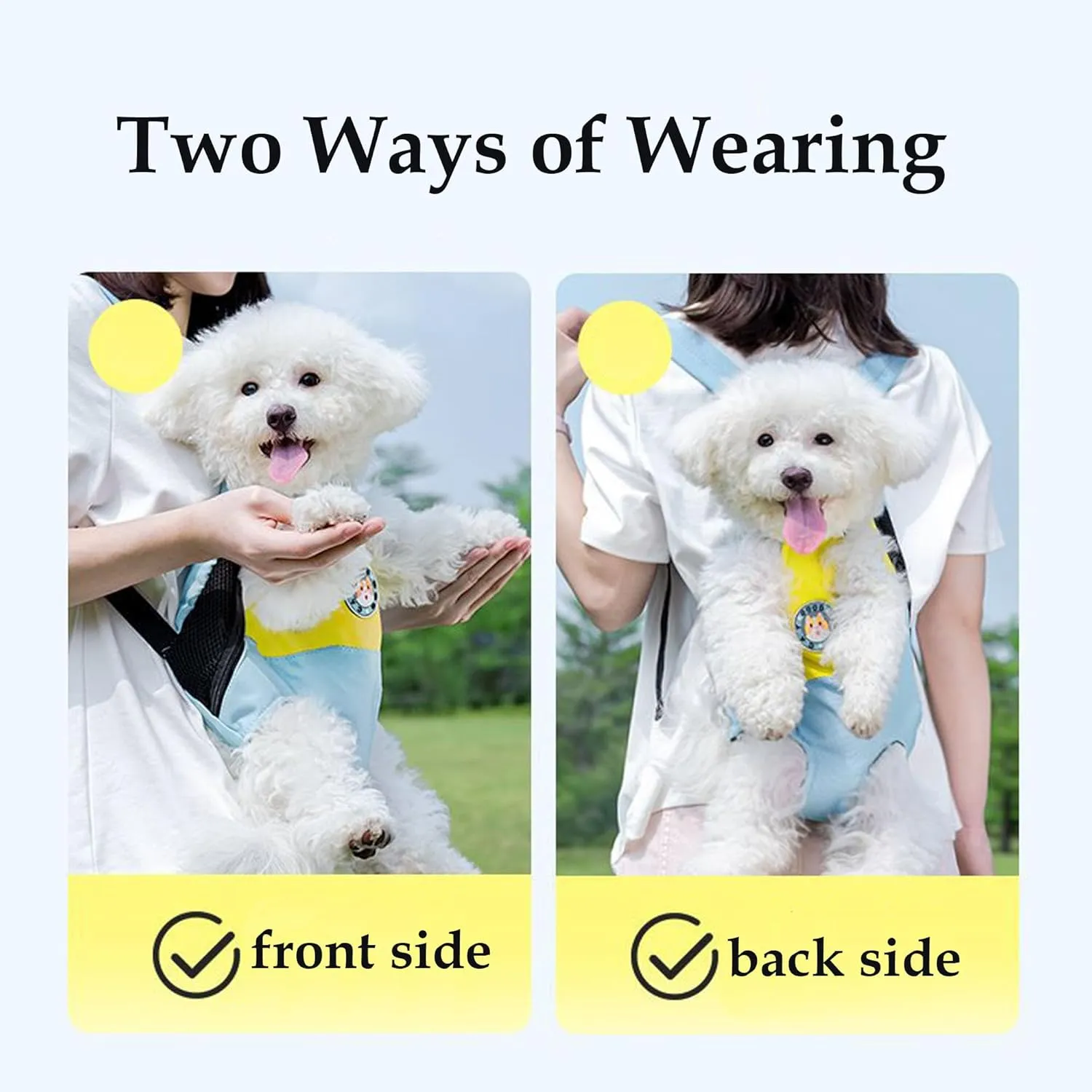 Pet Legs Out Carrier Backpack, Dog Cat Front Backpack Ventilated Mesh Travel Back Pack with Safety Belt for Travel Hiking Cycling Outdoor Use, Small Medium Puppy Cat Carrying Bag, Red