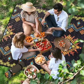 Picnic Blanket 80''x80'' Extra Large Outdoor Blanket, Waterproof Beach Blankets, Foldable Picnic Mat for Camping, Grass, Park, Travel - SavannaBrown