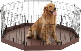 PJYuCien Dog Playpen Bottom Pad,Fits 24 Inch 8 Panels Regular Octagon Metal Exercise Pet Pen,Elastic Buckles Connections,Brown (Note:Fence Not Included)