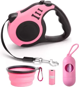 Retractable Dog Leash for Medium - Small Dogs and Cats - 16.5FT Tangle Free, Heavy Duty Walking Leash with Anti Slip Handle, Pause and Lock Strong Nylon Tape