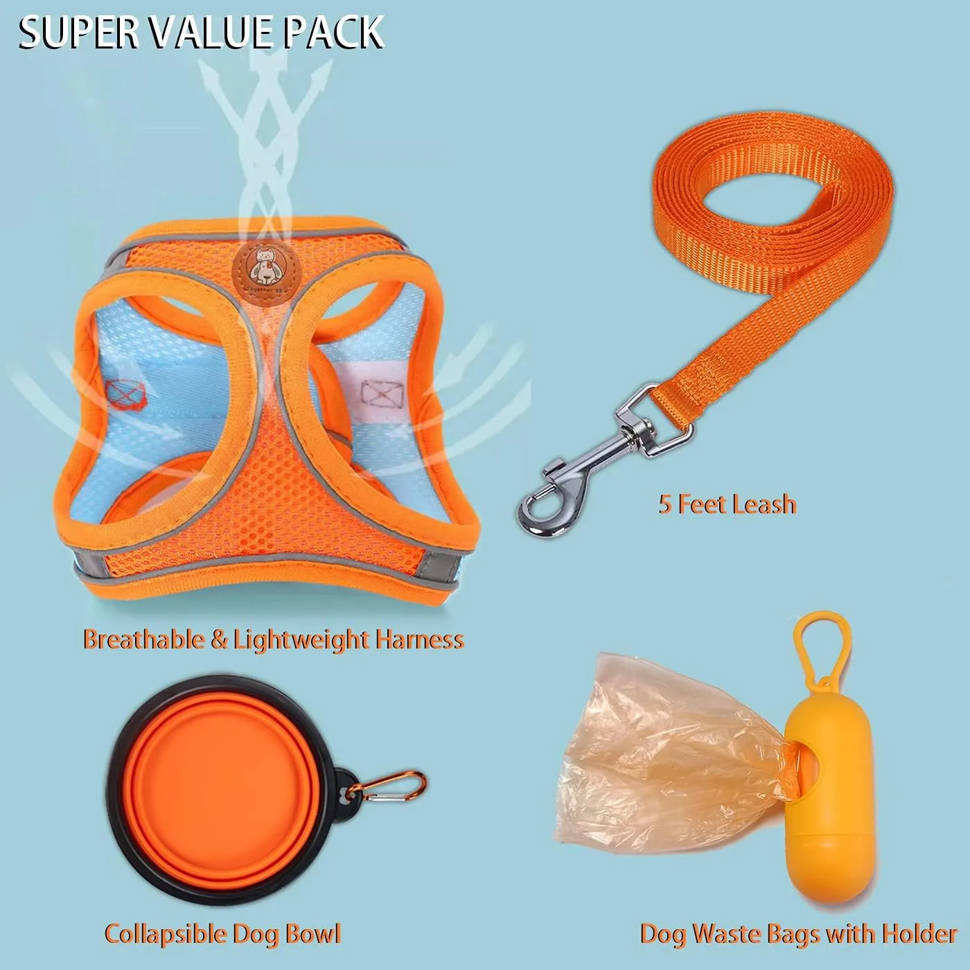 Small Dog Harness,Puppy Harness and Leash Set for Walking Escape Proof,Comfortable Air Mesh Dog Vest Harness with Reflective Strip, Step-in Outdoor Pet Vest for Dog Breeds
