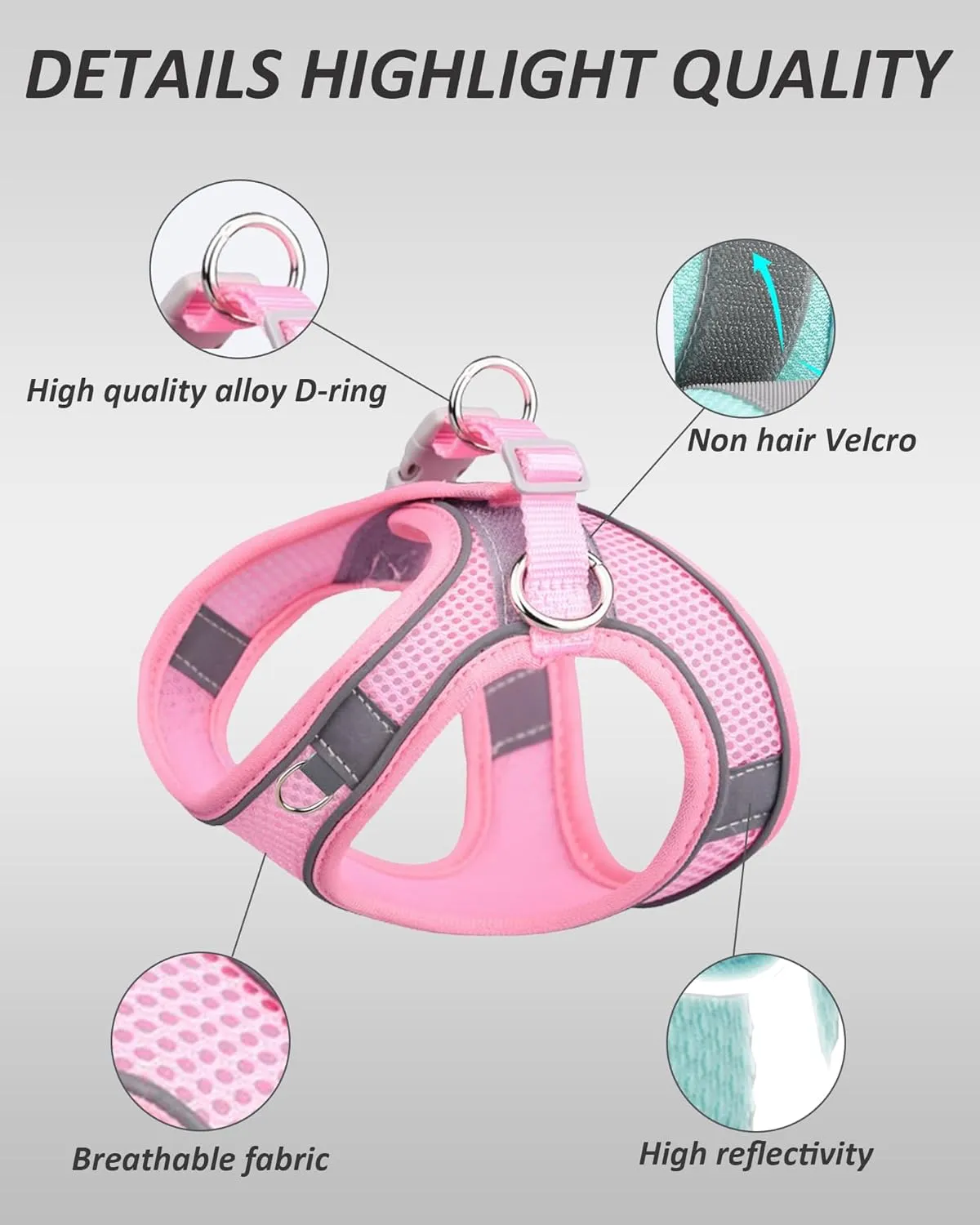 Solmoony Dog Harness for Small Medium Large Dogs No Pull, Puppy and Leash Set, Dogs, Step in Harness, mesh Harness. (Bule, S)