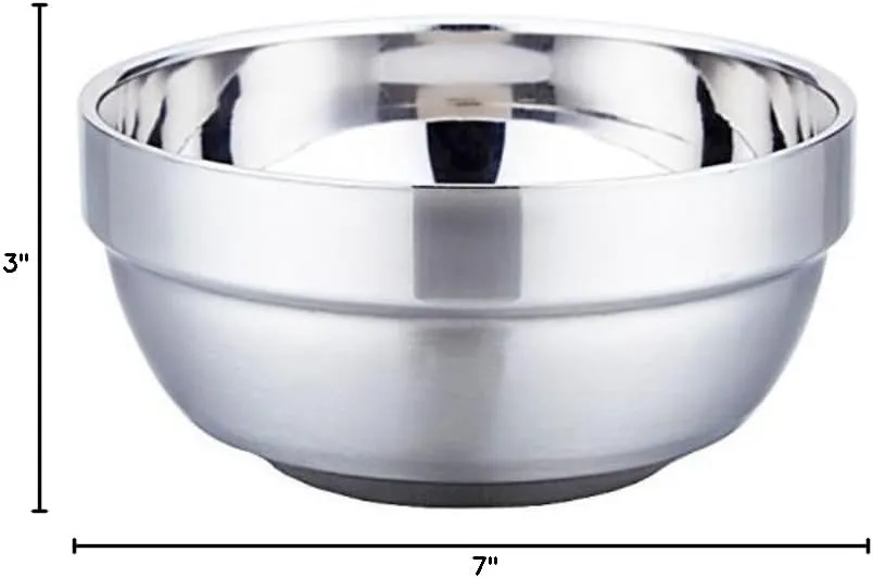 SUNRISE Mirror Polished Double-Wall Insulated Stainless Steel Soup Bowl (Pack of 2) (32 oz) Kitchen Supply