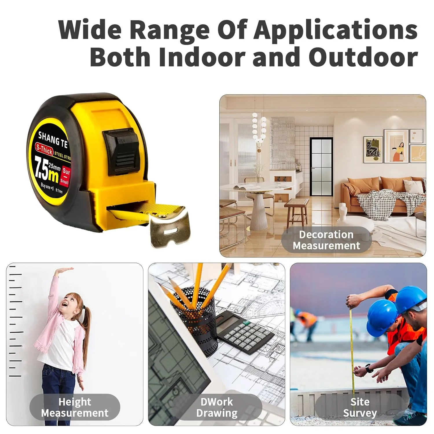 Tape Measure 25 ft, Steel Measuring Tape Retractable, 25-Foot Basics Self-Locking Measurement Tape, Self Lock Auto Tape Rule Imperial/Metric Measure for Body Measurements