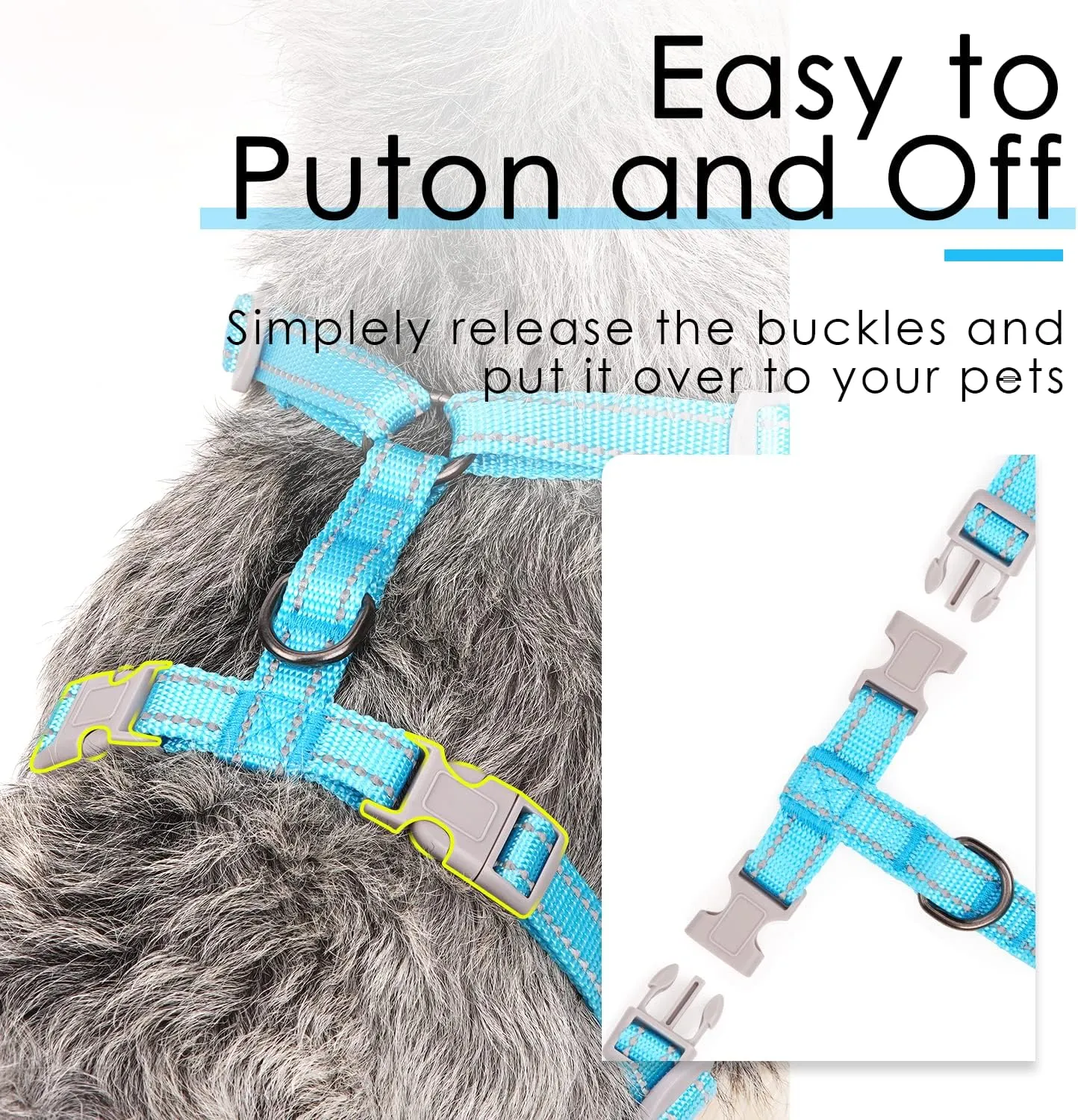 ThinkPet Reflective Breathable Soft Air Mesh No Pull Puppy Choke Free Over Head Vest Harness for Puppy Small Medium Dogs and Cats Light Blue Medium