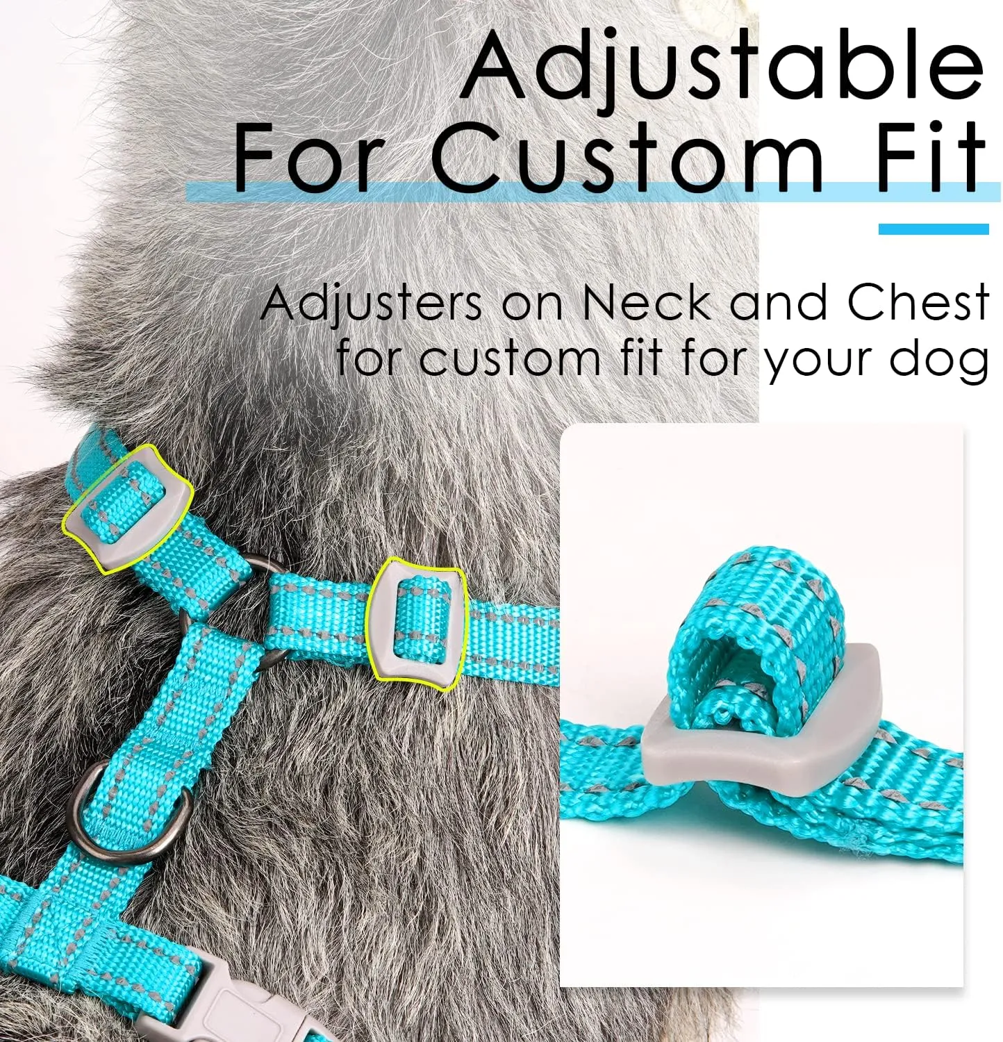 ThinkPet Reflective Breathable Soft Air Mesh No Pull Puppy Choke Free Over Head Vest Harness for Puppy Small Medium Dogs and Cats Light Blue Medium