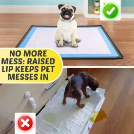 TidyFriend Pee Pad Holder Tray 30 x 36 Inches, 2 Pack Silicone Dog Potty Tray, Easy to Clean No Spill Dog Potty Training Pad Holder (Grey)