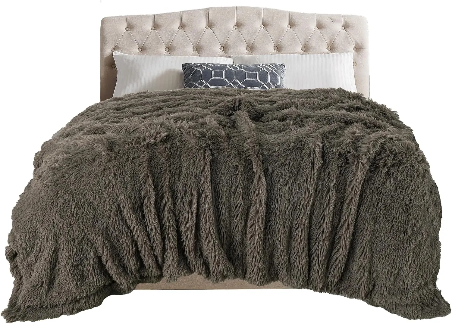 TOONOW Extra Soft Fuzzy Faux Fur Blanket Twin Size 70"x78", Reversible Lightweight Plush Fuzzy Cozy Soft Blankets and Throws for Couch Sofa Bed, Decorative Fluffy Plush Comfy Blanket, Dark Brown