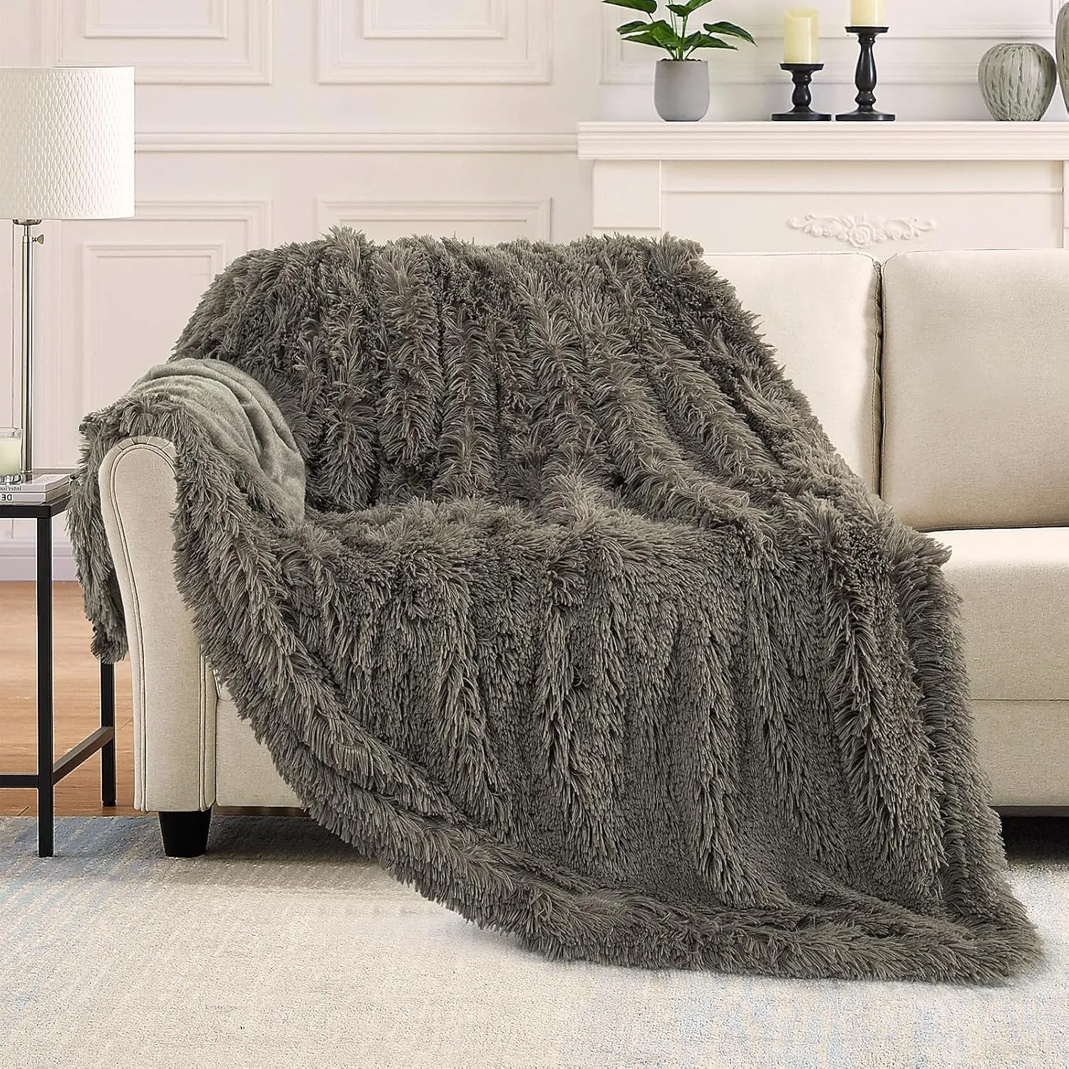 TOONOW Extra Soft Fuzzy Faux Fur Blanket Twin Size 70"x78", Reversible Lightweight Plush Fuzzy Cozy Soft Blankets and Throws for Couch Sofa Bed, Decorative Fluffy Plush Comfy Blanket, Dark Brown