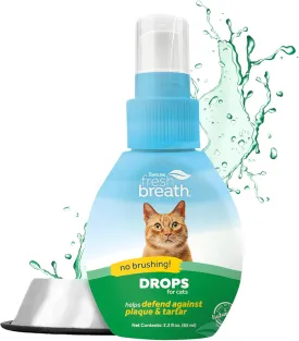 TropiClean Fresh Breath Drops for Cats Travel Size | Cat Mouthwash | Water Additive For Cats | Kitten Bad Breath Water Additive | Made in the USA | 2.2 oz.