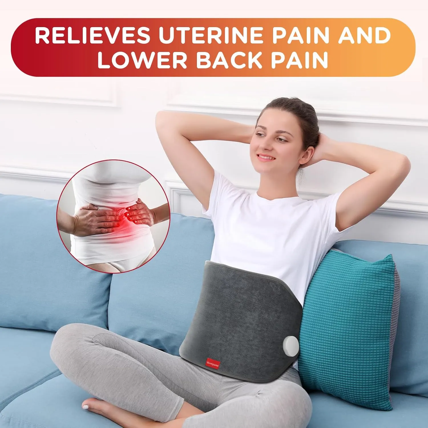 Upgraded Heating Pad for Back Pain Relief, Comfytemp Birthday Gifts for Women Men, FSA HSA Eligible Large Electric Heat Pad for Cramps, Lower Back, Lumbar, Sciatica, XL Heated Belt  11 Auto-Off Grey