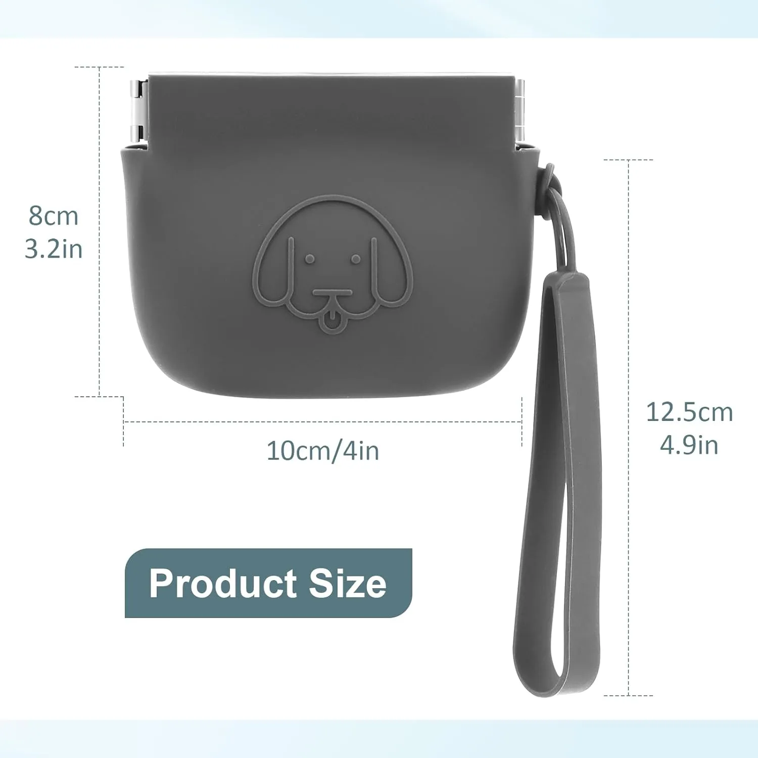 WALLFID Silicone Dog Treat Pouch Small Bag,Auto Closure,with Pet Training Clicker,Walking Bag for Dog and Cat,Pocket Size,Easy to Clean,Odorless (dark gray)
