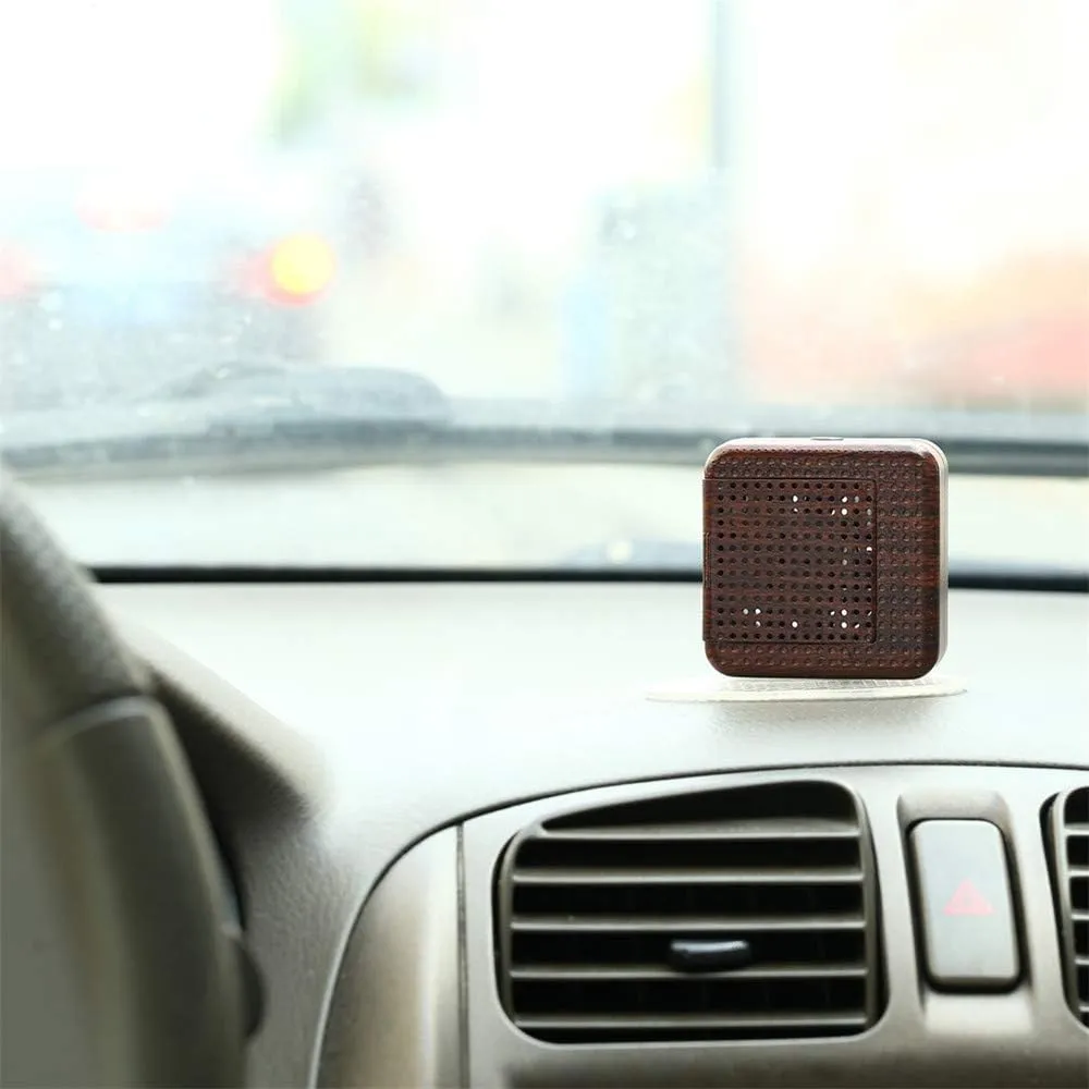 Weljoy Wood Grain Portable Diffuser for Essential Oils  Car or Travel, Mini Size, Quiet, Waterless, Re-Chargeable Battery or USB (Dark Brown)