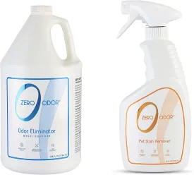 Zero Odor - Pet Stain Remover & Odor Eliminator 16 Oz - Multi-Purpose Odor Eliminator - Eliminate Air & Surface Odor  Patented Technology Best for Bathroom, Kitchen, Fabrics, Closet 128 Oz